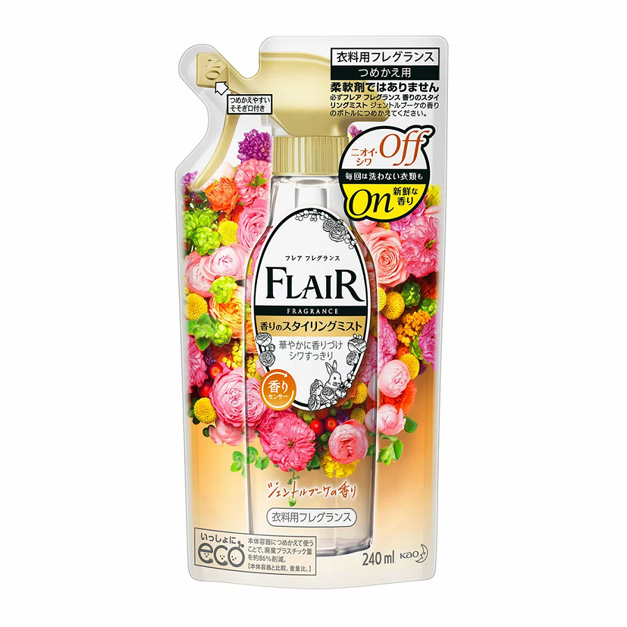 KAO Flair Floral Harmony Кондиционер-спрей для глажки белья, цветочный аромат, смен упак 240 мл