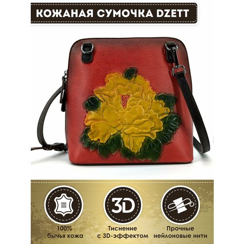 фото Сумка кросс-боди dzett, фактура тиснение, красный