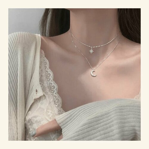 Колье, длина 40 см, серебряный