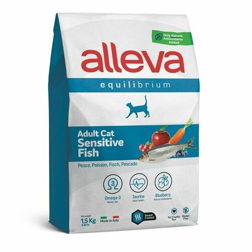 Alleva Eguilibrium Sensitive Сухой корм для взрослых кошек с рыбой 1,5кг