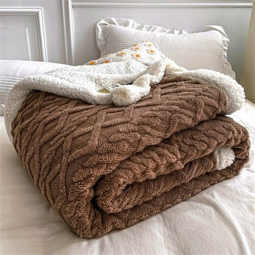 Плед Альпака Коричневый двусторонний 200х230 см Плед-покрывало для кровати Плед двуспальнаый Евро 200х230 см 2310₽