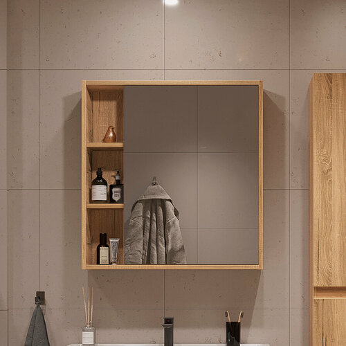 Изображение товара Зеркальный шкаф подвесной SanStar Lavanti 70 для ванной комнаты Дуб вотан