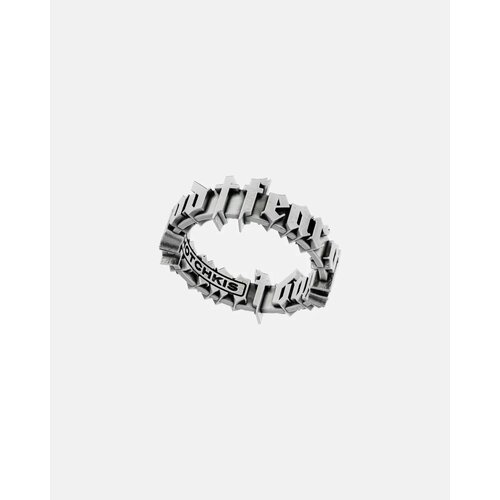 Кольцо широкое Hotchkis Jewelry, серебро, 925 проба, чернение, размер 16, ширина 7 мм, серебристый