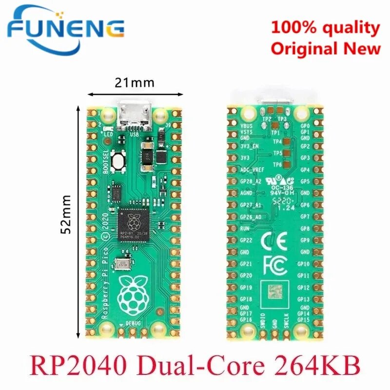 RP2040 Официальная плата Raspberry Pi Pico, двухъядерный процессор ARM 264 КБ с низким энергопотреблением, высокопроизводительный процессор Cortex-M0+