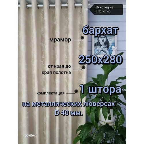 фото Штора lovitex "мраморный бархат", бархат, ширина 250 см, высота 280см, крепление люверсы