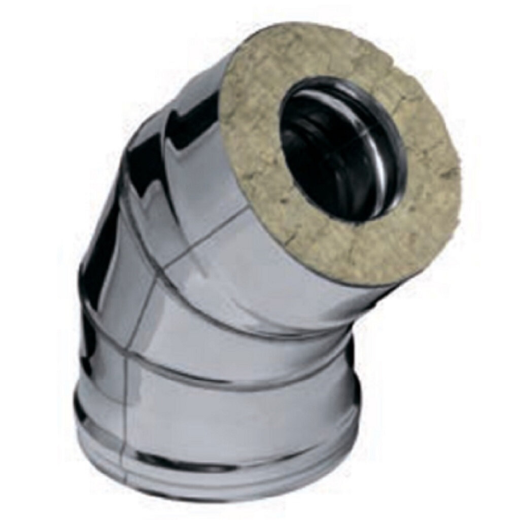 Отвод (колено) дымохода Ferrum К d 160x250 мм, угол 135 гр, сталь 0.5 мм, сэндвич-конструкция