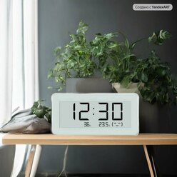 Метеостанция с часами Xiaomi Mijia Temperature And Humidity Electronic Watch Pro LYWSD02MMC белая