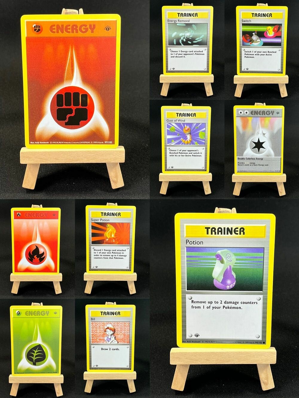 Pokemon TCG kollektsionnye karty Base Set Super Potion Bill Energy Removal Energy Cards s chekhлом