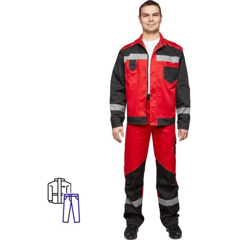 Костюм рабочий КНР летний мужской л21-КБР красный черный размер 60-62 рост 182-188 см (л21-КБР муж крас/чер)