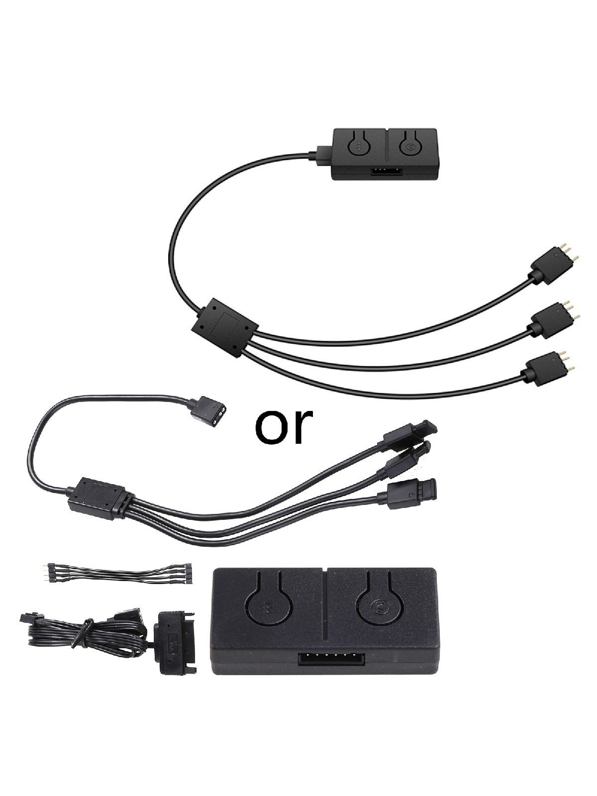 RGB Converter 5V to 12V RGB Transfer Hub 3pin to 4pin ARGB Light Fan Adapter Sata Plug For RGB Fan MSI