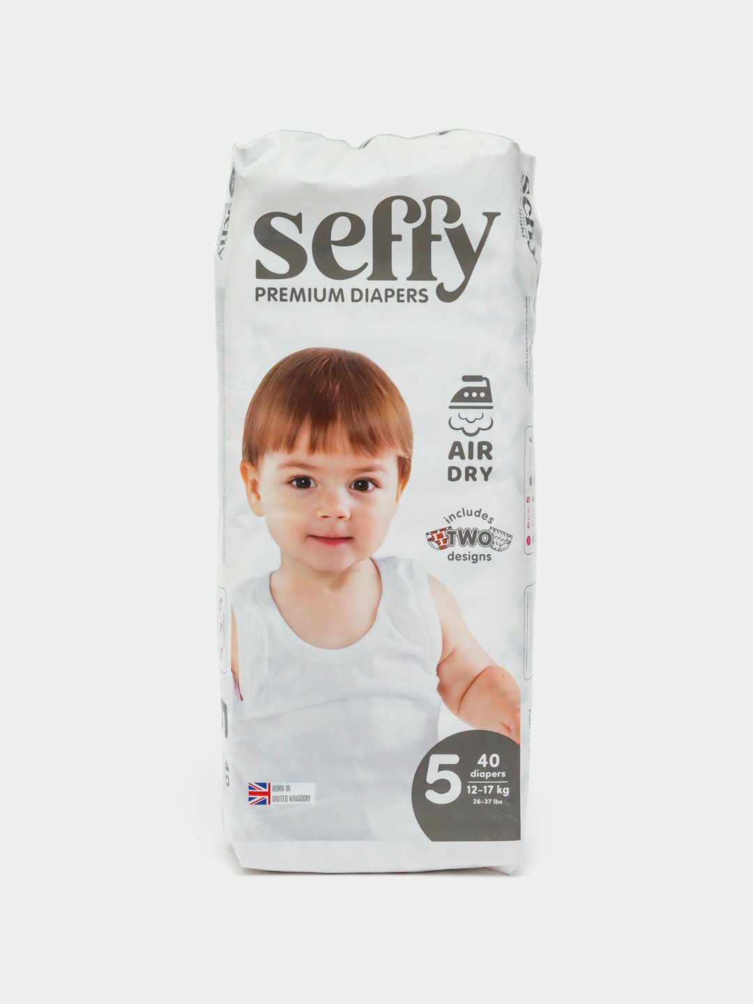 Подгузники Seffy для детей с липучками, 5 размер, 40 штук, 12-17 кг.