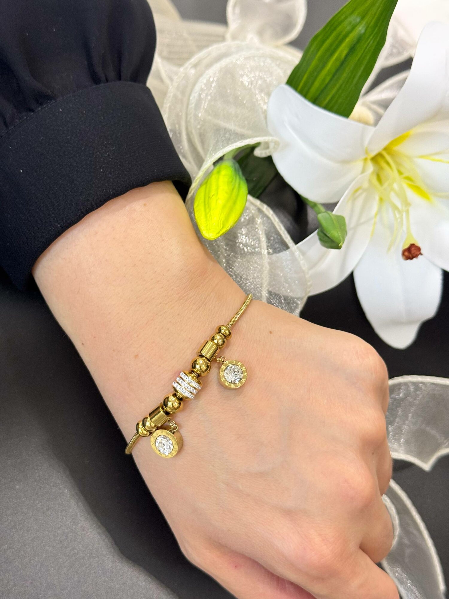 Набор браслетов Stainless steel, фианит