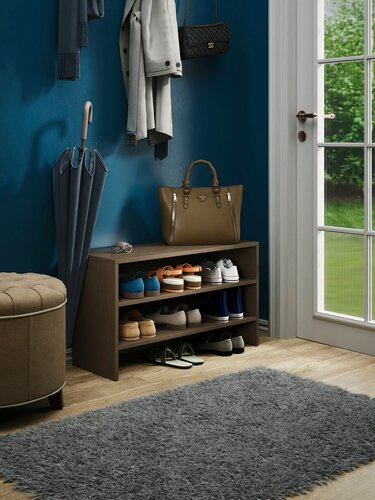 Изображение товара Обувница Лаура-7 венге в прихожую, тумба для обуви открытая, деревянная, этажерка, полки, маленькая ЛДСП галошница