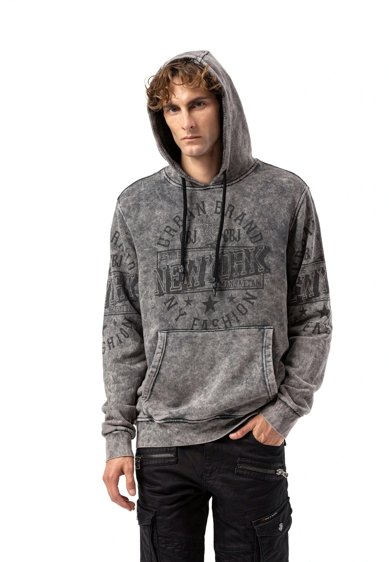 Худи Cipo & Baxx CL596 антрацит, размер L, , серый