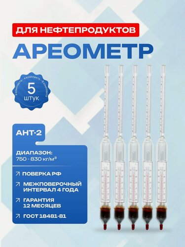 Изображение товара Ареометр "АНТ-2" 750-830 с поверкой РФ - (5 шт)