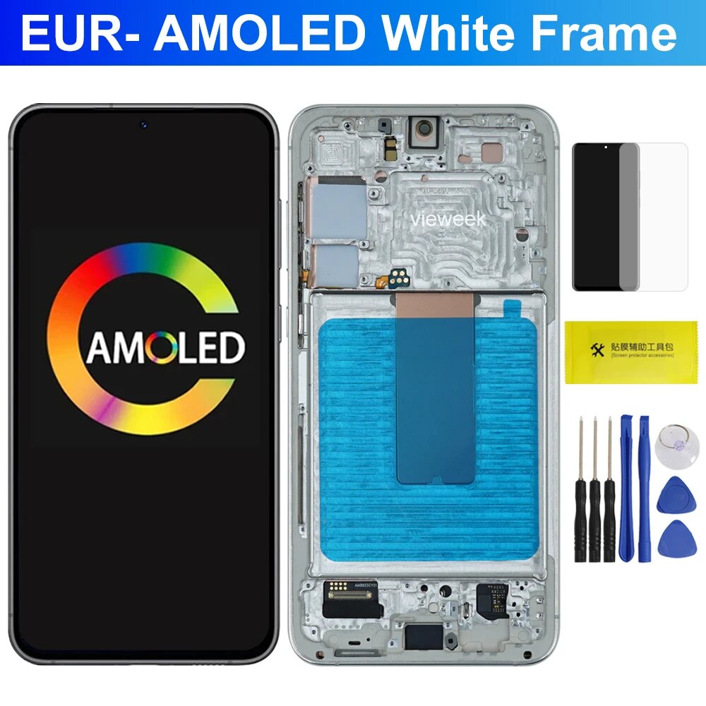AMOLED экран в сборе для Samsung Galaxy S23 Plus S23 + S916B S916B/DS ЖК-дисплей с цифровым преобразователем сенсорного экрана и рамкой в сборе