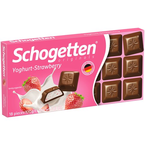 Шоколад Schogetten Yogurt-Strawberry молочный с клубнично-йогуртовой начинкой, 100 г, 15 шт. в уп., 15 уп.