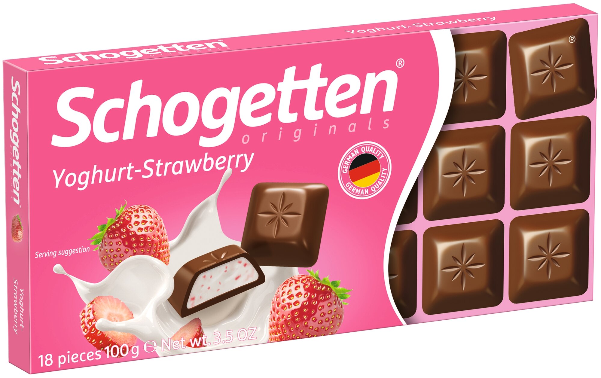 Шоколад Schogetten Yogurt-Strawberry молочный с клубнично-йогуртовой начинкой, 100 г - фотография № 1