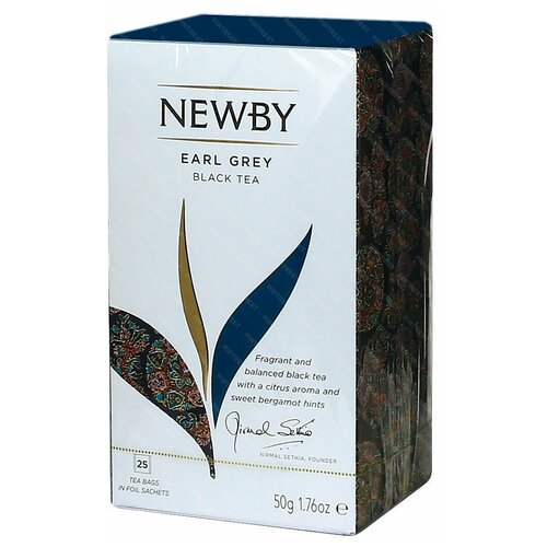 Чай черный Newby Earl Grey в пакетиках, бергамот, 25 пак.