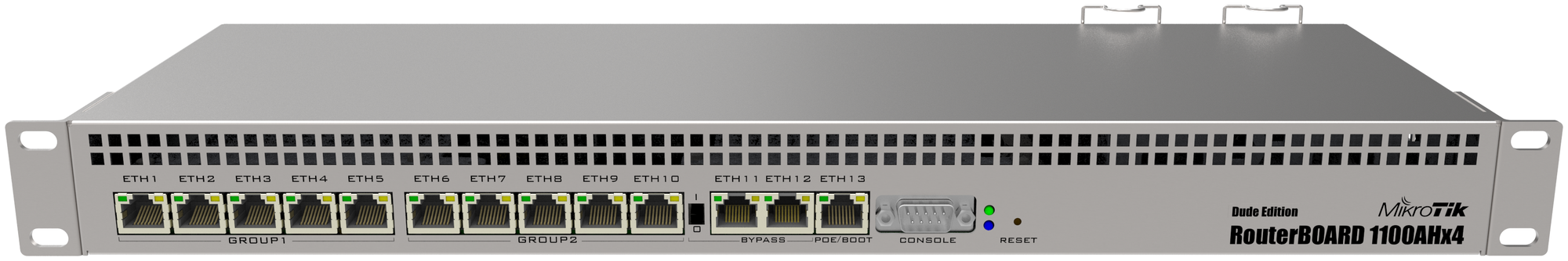 Сетевое оборудование MikroTik RB1100DX4 Dude Edition Маршрутизатор, в стойку, 13x 1G Ethernet, 2x SATA3, 2x M.2, 60Gb SSD