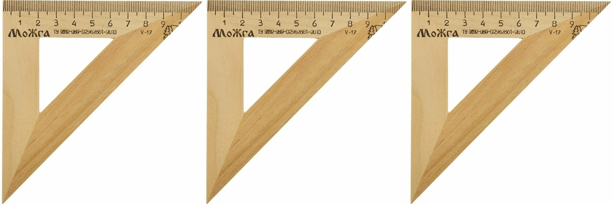Можга Треугольник деревянный 11 см угол 45 градусов, 3 шт