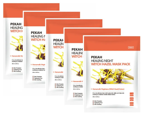 Pekah Маска вечерняя с гамамелисом - Healing night witch hazel mask pack, 5шт*25мл(упаковка)