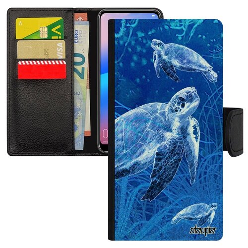 фото Чехол-книжка на смартфон huawei p20 pro уникальный дизайн черепаха морская большая utaupia