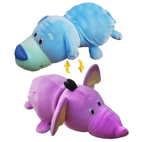 фото Игрушка-вывернушка 1toy 76 см, 2 в 1, голубой щенок и фиолетовый слон (т12037) 1 toy