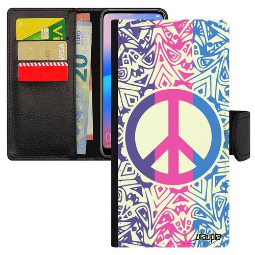 фото Чехол книжка на мобильный xiaomi redmi 6a, "peace and love" символ стрит-арт utaupia