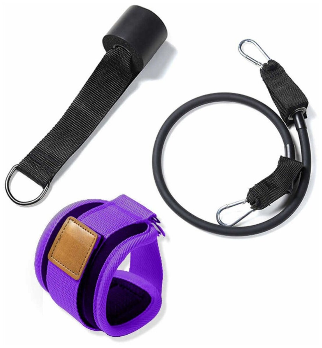 Набор для фитнеса, эспандер нагрузка до 17 кг, ремешок на ногу, длина 50 см, цвет фиолетовый, Atlanterra AT-LEB6-09