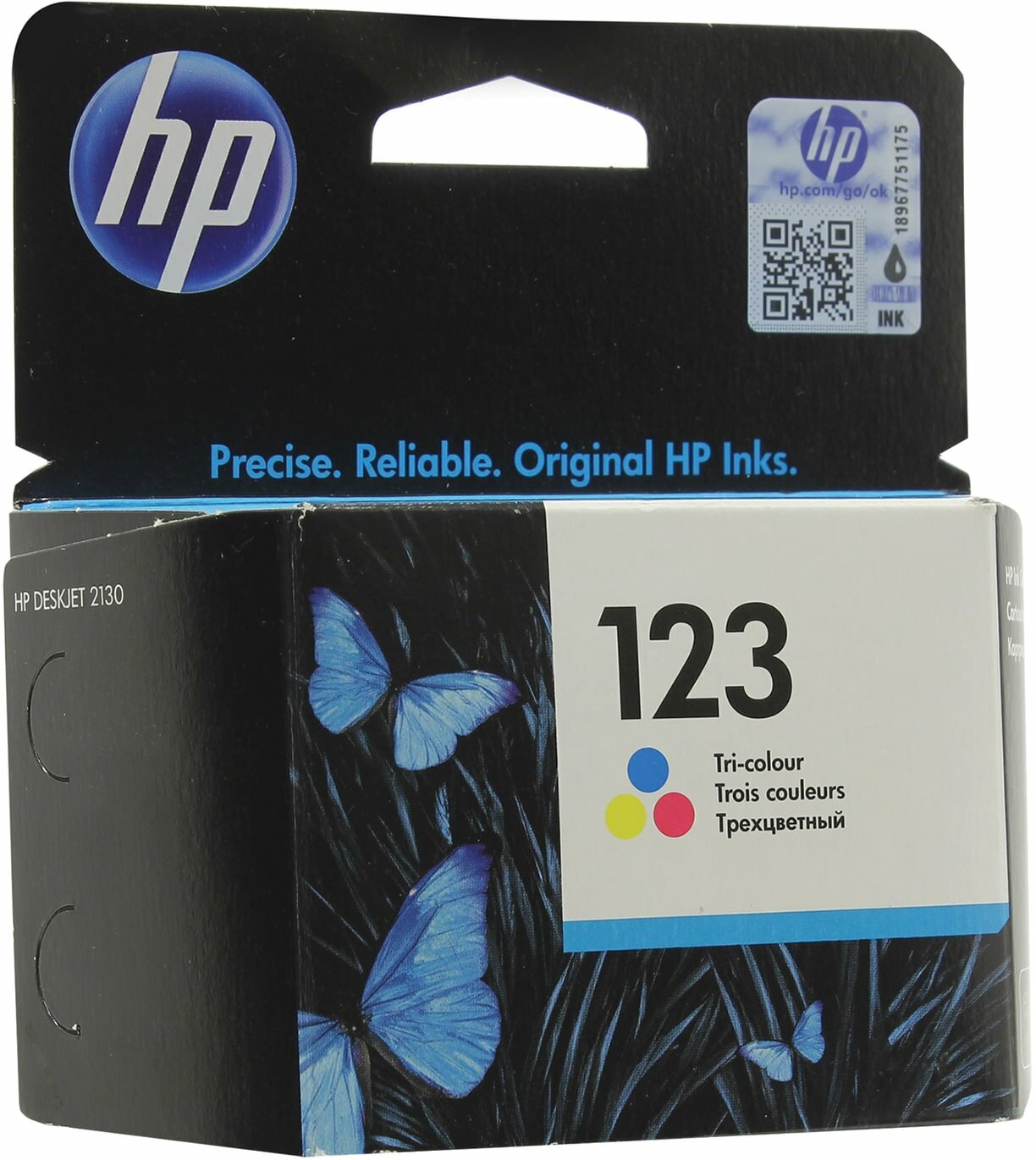 Картридж струйный HP (F6V16AE) Deskjet 2130, №123, цветной, оригинальный, ресурс 100 стр.