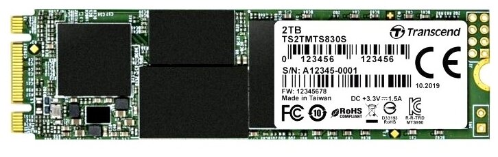 Твердотельный накопитель SSD M.2 2 Tb Transcend 830S Read 560Mb/s Write 520Mb/s 3D NAND TLC TS2TMTS830S