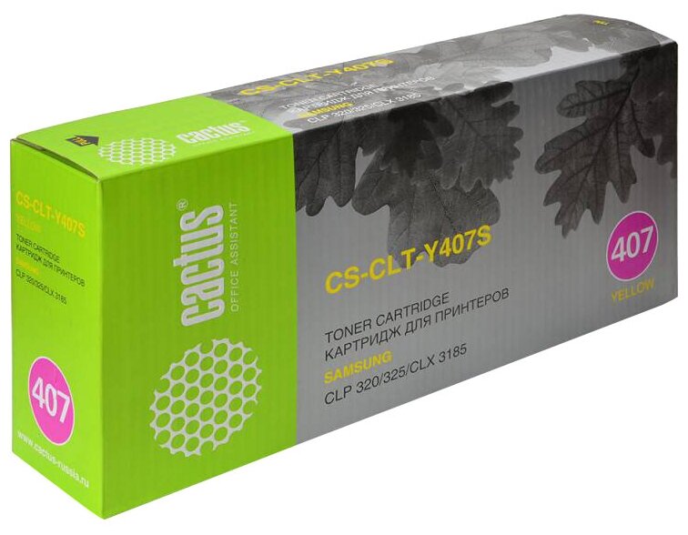 Картридж лазерный CACTUS (CS-CLT-Y407S) для SAMSUNG CLP-320/325/N, желтый, ресурс 1000 стр