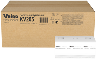 Полотенца бумажные Veiro Professional Comfort KV205 белые двухслойные, 20 уп. по 200 лист.