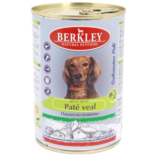 BERKLEY № 2 ADULT DOG PATE VEAL для взрослых собак паштет из телятины (400 гр) [28026] консервы для собак беркли 400г 2 паштет из телятины италия