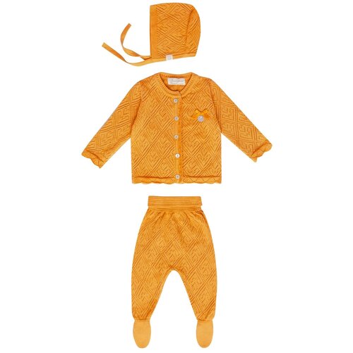 Комплект одежды  Наследникъ Выжанова детский, кофта и ползунки и шапка, нарядный стиль, подарочная упаковка, размер 6-9 месяцев, оранжевый
