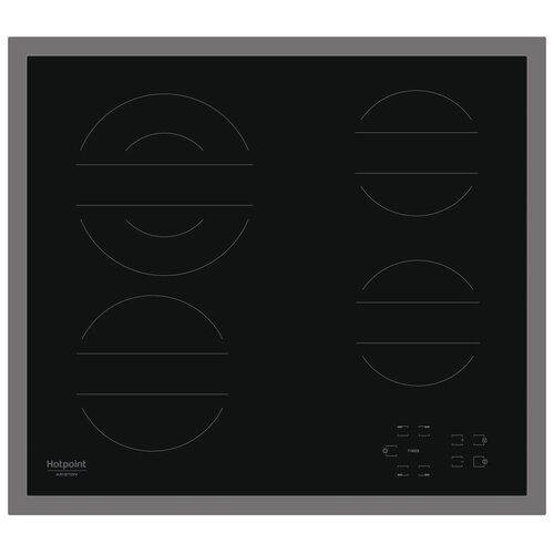 Электрическая варочная панель Hotpoint-Ariston HR 642 X CM, цвет панели черный, цвет рамки серебристый