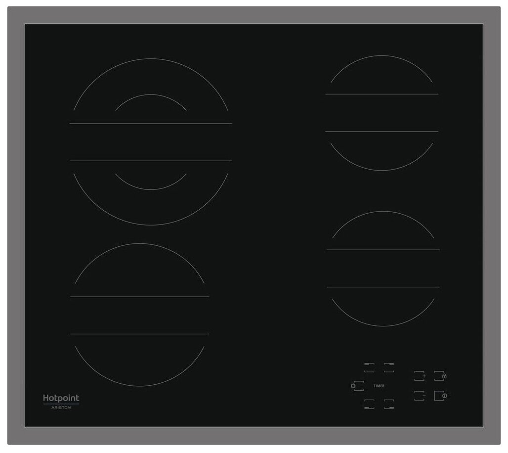 Электрическая варочная панель Hotpoint-Ariston HR 642 X CM, цвет панели черный, цвет рамки серебристый