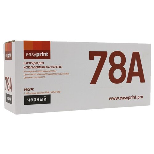 Картридж EasyPrint LH-78A, 2100 стр, черный easyprint расходные материалы ce278al cart728 картридж lh ce278al увеличенной ёмкости для hp lj p1566 1606 canon mf4410 4430 2500 стр с чипом