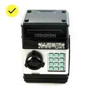 Копилка-сейф для денег / электронный банкомат с купюроприемником и кодовым замком, черный