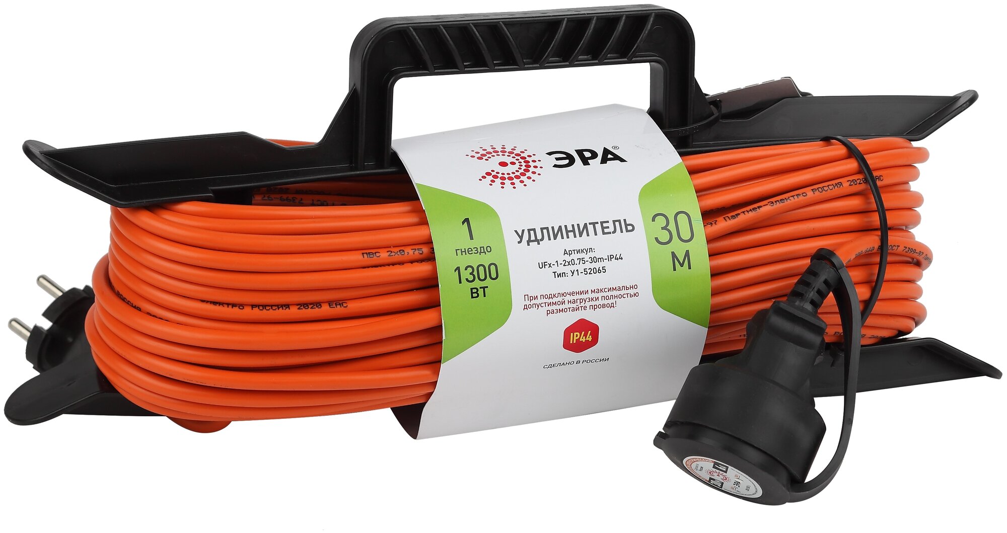 ЭРА Удлинитель силовой UFx-1-2x0.75-30m-IP44 на рамке б/з 1 гн 30м ПВС 2x0.75 (6/144)