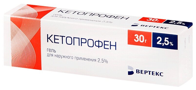 Кетопрофен гель д/нар. прим., 2,5%, 30 г