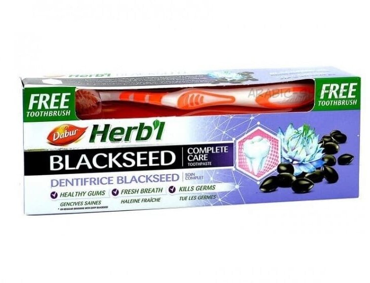 Зубная паста с Чёрным Тмином Дабур (Dabur Herbl Black Seed) в комплекте с зубной щёткой, 150 гр.