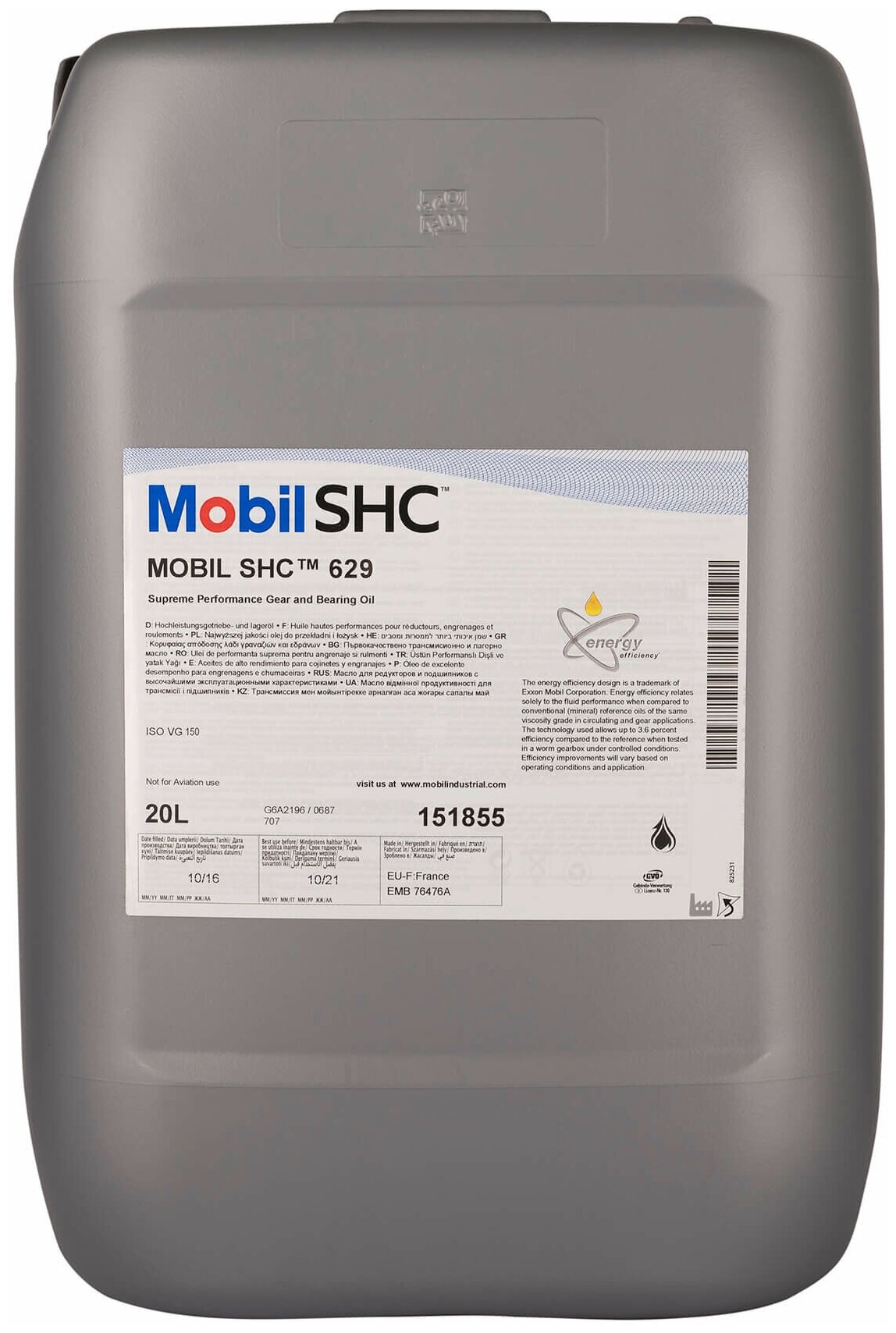 Масло Индустриальное Mobil Shc 629 Синтетическое 20 Л 151859 Mobil арт. 151859