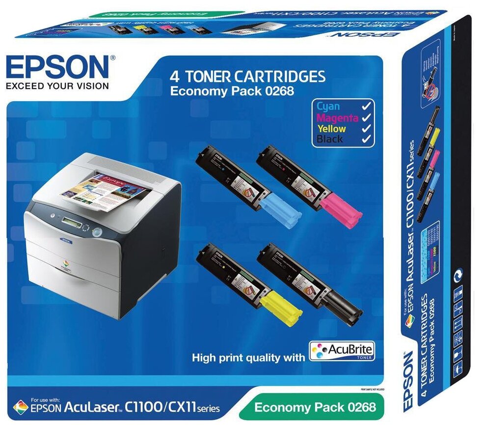 Картриджи Epson Aculaser C1100 BCMY комплект из 4 картриджей C13S050268