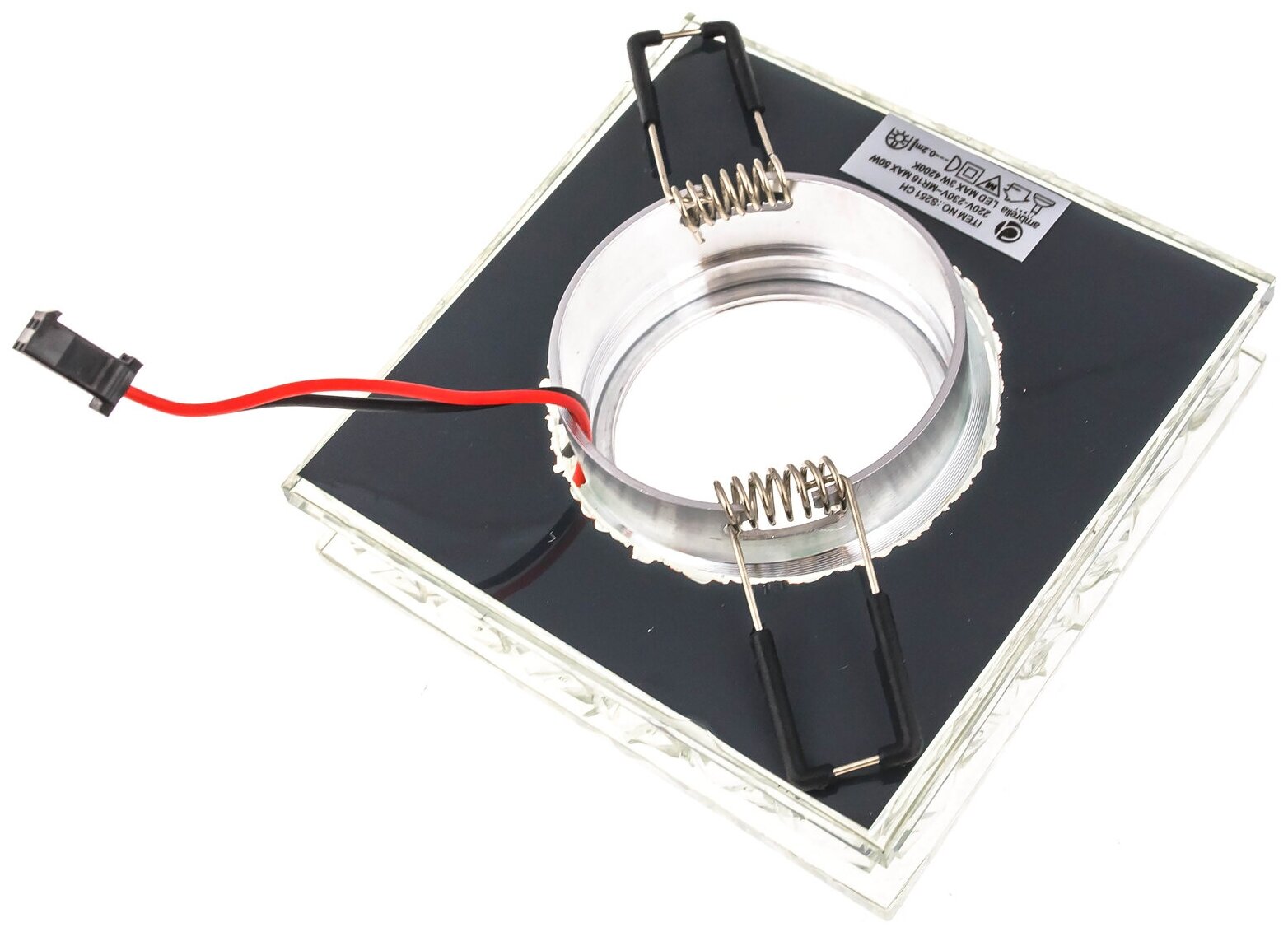 Встраиваемый точечный светильник со светодиодной лентой S251 CH хром/прозрачный хрусталь/MR16+3W(LED WHITE) - фотография № 4