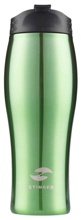 Термокружка Stinger, 0,4 л, сталь/пластик, зеленый глянцевый, 6,5х22,3 см