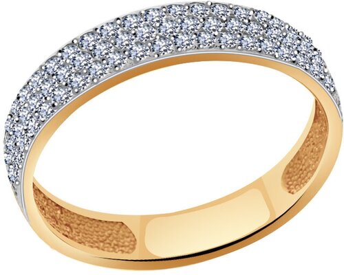 Кольцо обручальное Diamant online, красное золото, 585 проба, фианит, размер 16