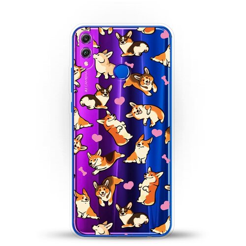 фото Силиконовый чехол корги узором на honor 8x andy & paul