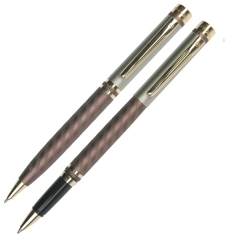 Набор Pierre Cardin Pen & Pen: ручка шариковая + роллер, латунь, цвет коричневый (PC0824BP/RP)